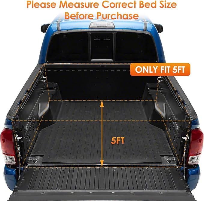 Nilight Soft Roll Up Truck Bed Tonneau Cover Compatible with Toyota Tacoma 2005 2006 2007 2008 2009 2010 2011 2012 2013 2014 2015 5ft