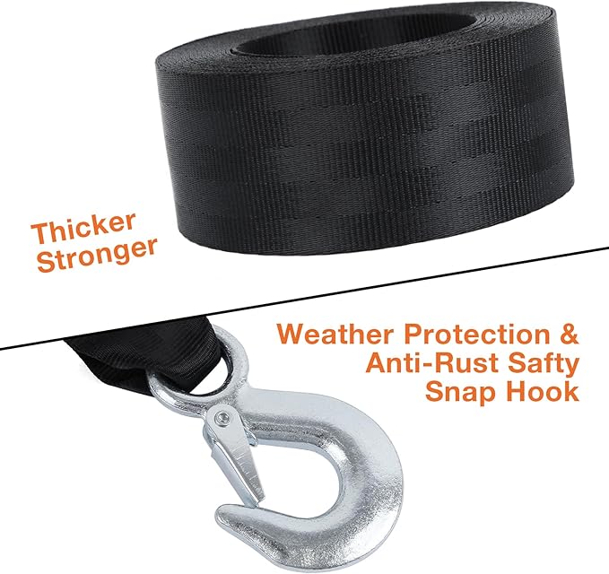 Boat Winch Strap with Safety Snap Hook 2" x 20 Ft for Pontoon/Bass/Fishing Boat Straps Trailer 10000 lbs Tow Ropes for Towing Vehicles, ATV,Jet Ski,Powerboats,Canoe,Kakak,Wave Runner Accessories