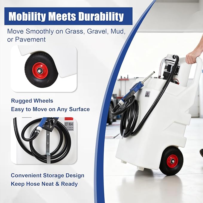 32 Gallon Portable DEF Transfer Tank with Dual-Wheel Design,12V Electric Pump, 10 GPM Flow Rate, Auto Shut-off Stainless Steel Nozzle,HDPE DEF Tank for Trucks, Farm Tractors & Fleets
