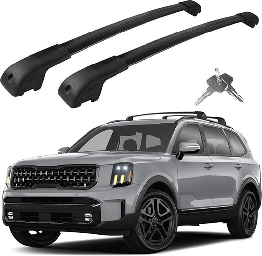 Roof Rack Cross Bars Compatible with Kia Telluride X-PRO & X-LINE 2023-2025 with Raised Side Rails, Heavy Duty 300 LBS Anti-Theft Lock Cargo Carrier Rooftop Crossbar for Bike, Snowboard, Luggage
