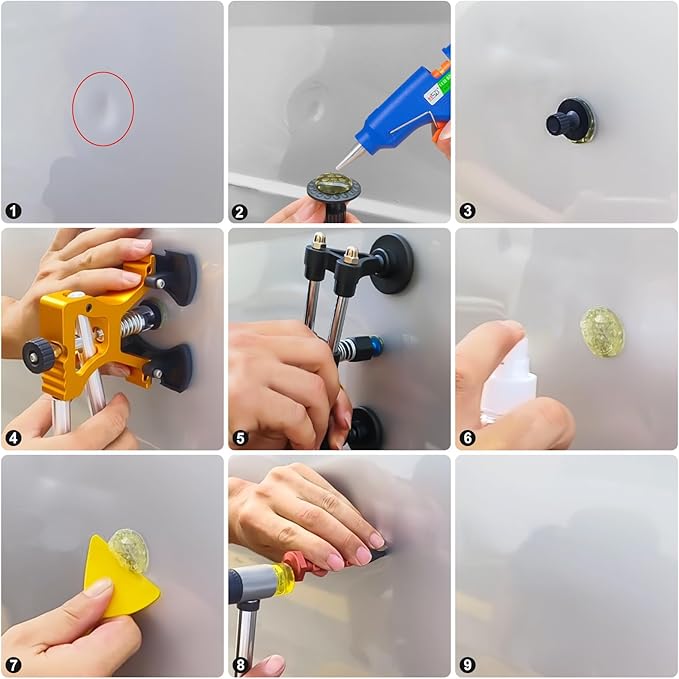 Car Dent Puller - Car Dent Removal, 52 PCS Paintless Dent Repair Kit with Double Pole Bridge Dent Puller for Car Dent Repair and Metal Surface Dent Removal