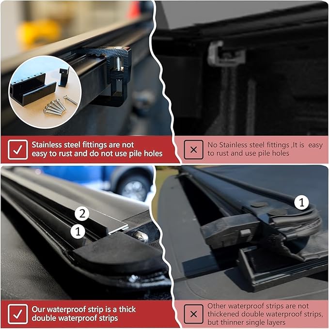 Soft Roll Up Truck Bed Tonneau Cover Compatible with 1997-2003 Ford F-150 & 2004 F-150 Heritage Styleside/Fleetside (Not for Flareside/Stepside) 6.5 FT (78.8") Bed (Standard Bed) Waterproof Vinyl