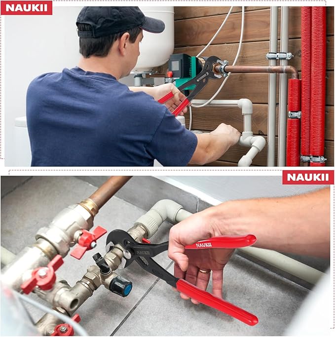 3piece Water Pump Pliers Set 8/10/12 inch Groove Joint Pliers Set Non-Slip Grip Precision Clamping Plumbing Lock Plier for Repairs Quick Release Adjustable Plier Set