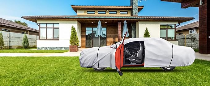 Car Cover Custom Fit for Dodge Challenger 2008-2025,6 Layers Truck Cover Waterproof All Weather for Automobiles,Outdoor Full Exterior Cover,Rain, Sun, Wind Protection,Silver