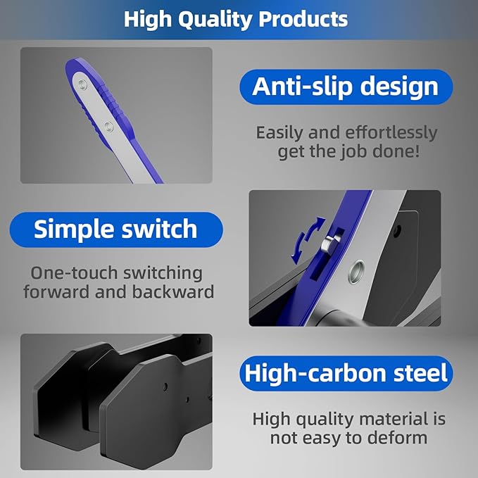 Brake Caliper Compression Tool, Caliper Piston Compressor Tool with Additional 2 pcs Large Steel Plate and 2 Hooks, 360°Adjustable Brake Caliper Tool for Single Twin Quad Piston Calipers (Blue)