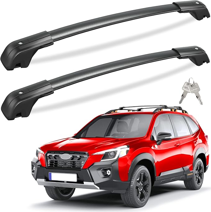 Tuyoung 330lbs Lockable Roof Rack Cross Bars Compatible with Subaru Forester Wilderness 2022-2025 with Raised Side Rails, All Aluminum Heavy Duty Roof Crossbars Rooftop Luggage Racks Carrier