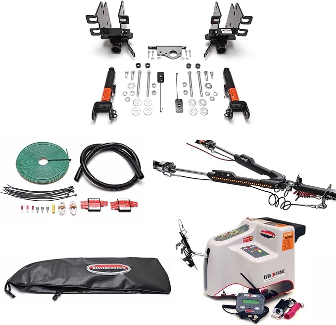 Roadmaster Nighthawk Tow Bar and Baseplate Combo with Wiring Kit for LED Bulbs & Supplemental Braking System fits 2018-2025 Jeep Wrangler JL with LED Taillights | Includes Decal
