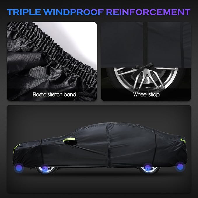 Car Cover Custom Fit for Toyota Camry 1996-2025,Honda Accord 2001-2025,6 Layers Truck Cover Waterproof All Weather for Automobiles,Outdoor Full Exterior Cover,Rain, Sun, Wind Protection,Black