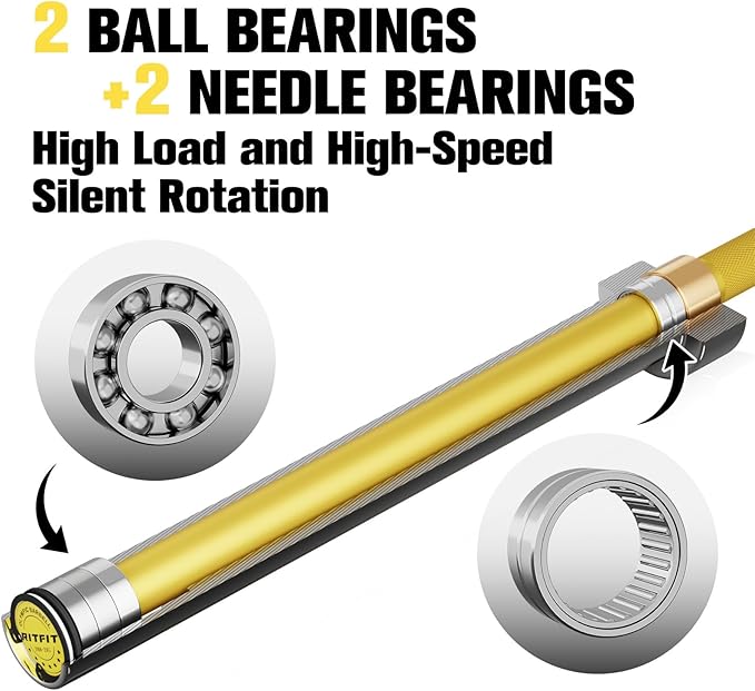 RITFIT 7FT Olympic Barbell for Strength and Weightlifting Training - 2 Inch Olympic Bar for Squat, Deadlift, Bench Press, Curl, Overhead Press - 500lbs/1000lbs/1500lbs Capacity