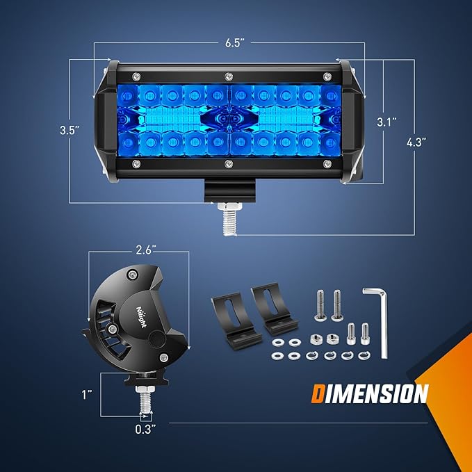 Nilight 6.5 inch LED Light Pod Blue Triple Row 2PCS 120W Flood Spot Combo Driving Fog Lights Fishing Hunting Emergency Safety Signal Deck Trailer Lighting for UTV Pick-up Van Boat Tractor