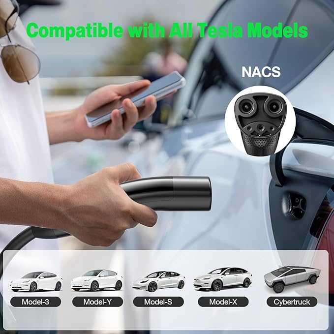 GRECELL Wall Charger for Tesla, ETL Certified 240V 48A Level 2 EV Charger for Tesla, NEMA 14-50 Home Charging Station, Bluetooth & WiFi Enabled Wall Chargers, Electric Vehicle Charge with 24.6' Cable