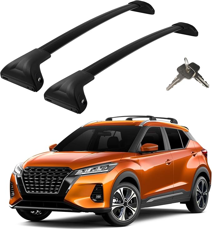 Roof Rack Cross Bars Compatible with Nissan Kicks 2017-2024, Adjustable Aluminum Heavy Duty 300 LBS Anti-Theft Lock Cargo Carrier Rooftop Crossbar Accessories for Bike, Basket, Snowboard,Luggage,Kayak