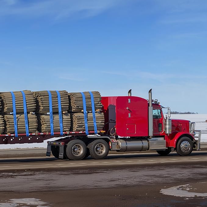 VEVOR Truck Straps, 4" x30' Heavy Duty Tie Down w/Flat Hooks 18,000lbs Break Strength, WLL# 6000lbs, Cargo Straps Tie Down for Flatbeds, Trucks, Trailers, Farms, Rescues, Tree Saver, Blue(10 Pack)