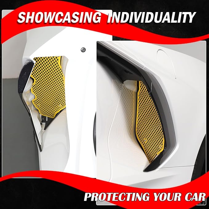 for Corvette C8 Side Intake Mesh Grilles Insert Set,Stainless Driver and Right Passenger Side Radiator Air Intake Vent Guards for Corvette C8 Stingray Z51 2020-2025 Accessories (Yellow)