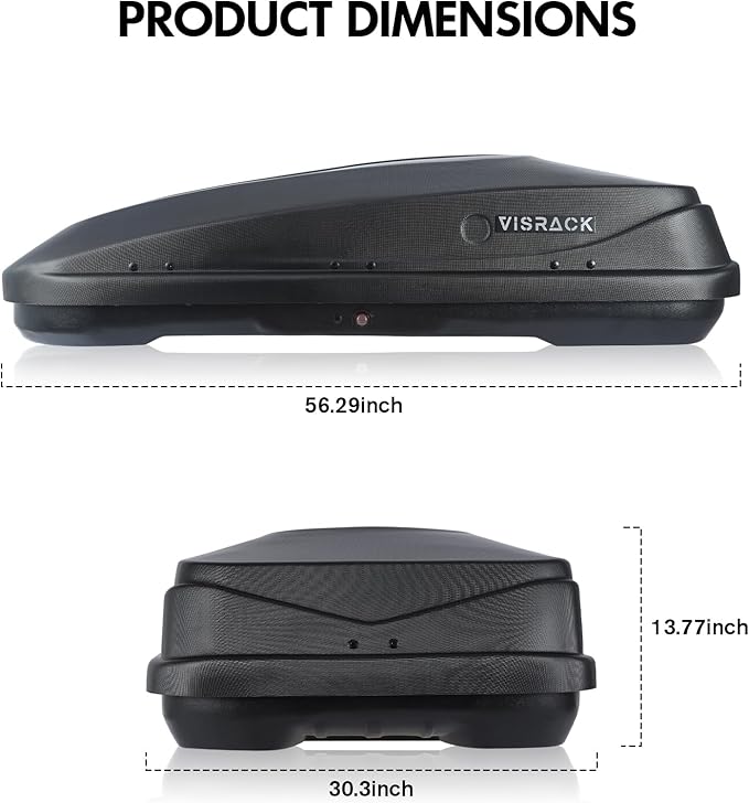 56.3" L Hard Shell Roof Black Rooftop Cargo Box Carrier Large 13 Cubic Feet Car Top Mount Travel Luggage Storage,Dual Side Opening,Waterproof Storage Box Diamond Pattern