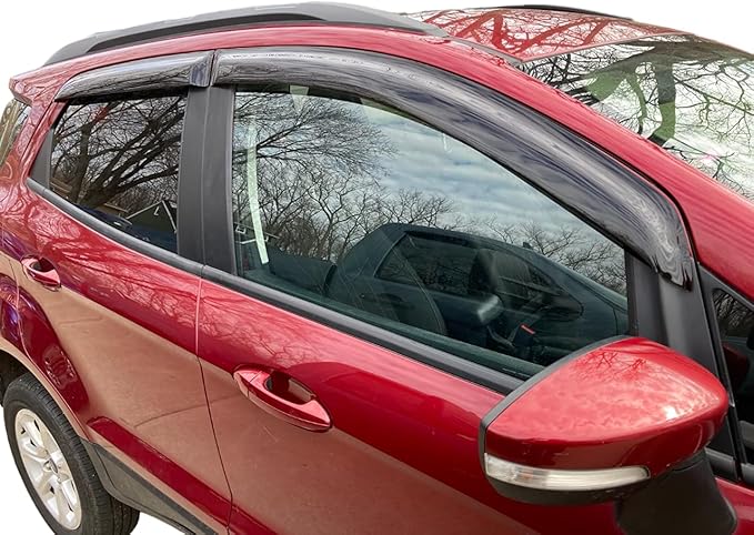 2018-2022 Tinted Tape-On Rain Guards for Ford EcoSport Side Window Visor Deflectors S Se Titanium Durable Tinted Shades 2019 2020 2021