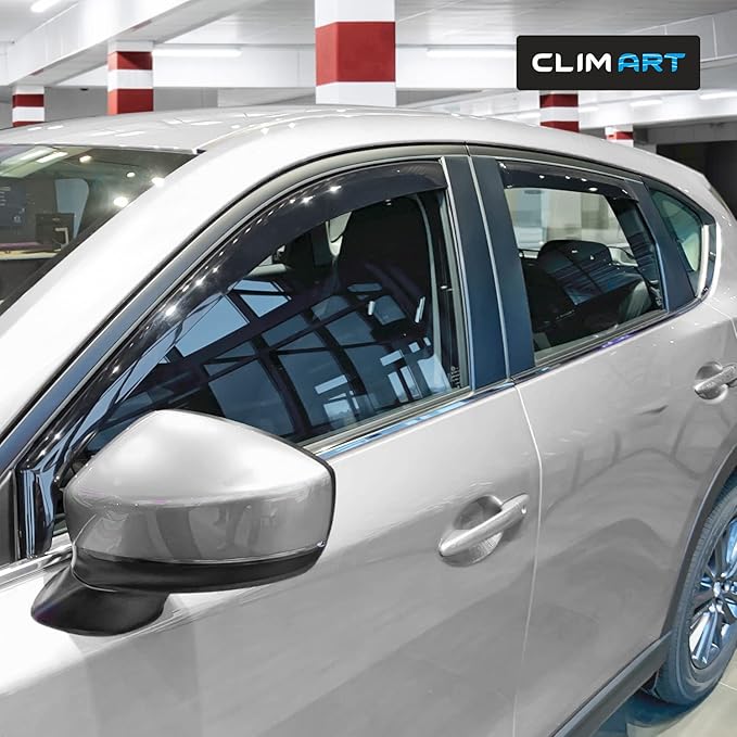 CLIM ART in-Channel Incredibly Durable Rain Guards for Mazda CX-5 2017-2026, Original Window Deflectors, Vent Deflector, Vent Window Visors, Dark Smoke Car Accessories, 4 pcs. - 620475