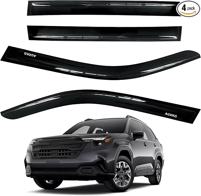 AUXKO Rain Guards for Subaru Forester 2025 2026, Window Vent Visors Accessory - Tape-On Rain Guard Window Visor for Subaru Forester, Easy Install Car Side Window Wind Deflectors & Visors Smoke Black