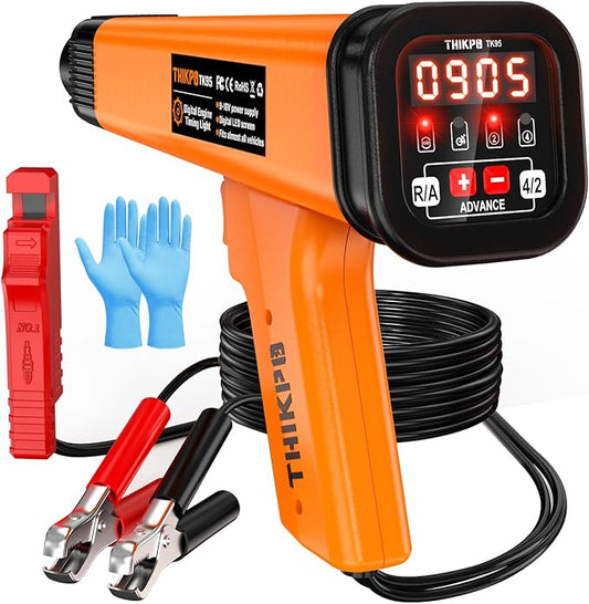 Digital Automotive Timing Light 12V, Inductive Ignition Timing Light Gun with Tachometer for 2&4 Stroke Petrol Engine for Classical Car Motorcycle Marine