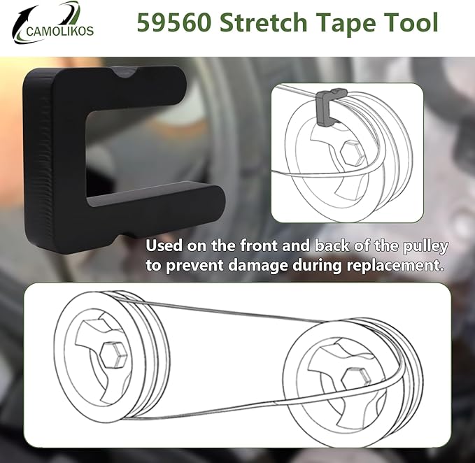 2-Sided 59560 Stretch Belt Tool Compatible with GM for Lisle 5.3, 6.2 6.6L Gas Engines (Black-2PC)