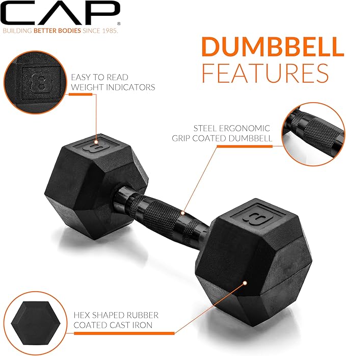 CAP Barbell Coated Dumbbell Weight | Multiple Options Pairs & Sets