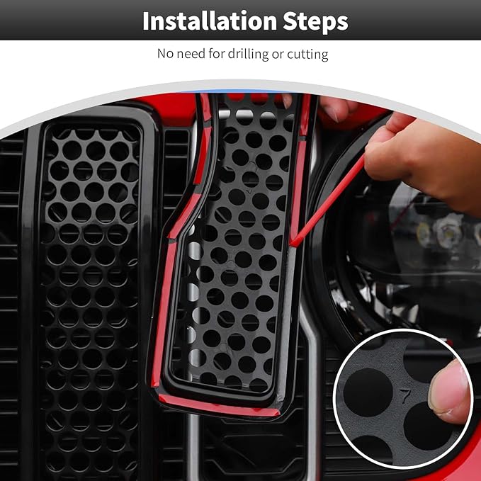 CheroCar for JL Mesh Front Grille Insert & Headlight Turn Light Cover Trim Exterior Accessories for Jeep Wrangler JL 2024+