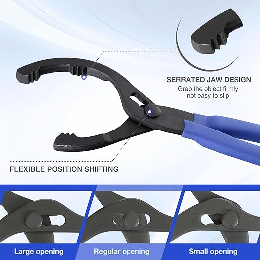 WORKPRO 12-inch Oil Filter Plier and Flexible Oil Funnel Set for Quick and Clean Automotive Oil Change, Durable Silicone Funnel with Shape Retention, Adjustable Anti-Slip Oil Wrench for Effortless Use