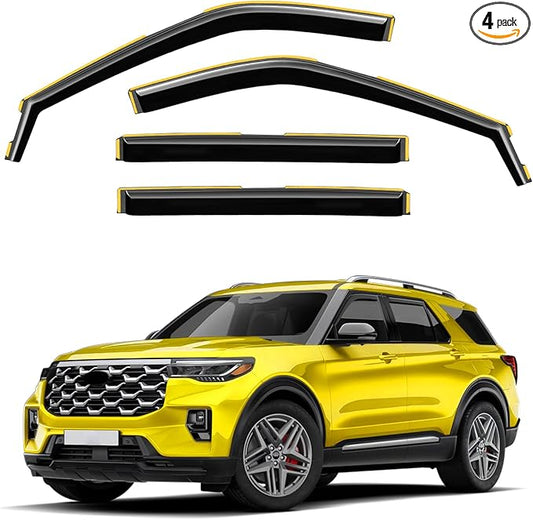 in-Channel Window Rain Guards Fit for Ford Explorer 2020-2026 Extra Durable Window Deflectors Visors Rain Guards Vent Visors Vent Shades Exterior Car Accessories - 4 pcs