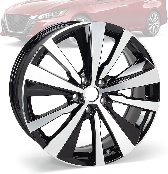 New 19"x8'' Aluminum Alloy Replacement for OE Wheel Rim Compatible with Nissan-Altima 2019-2022, Machined Black, 62785,PCD 5x114.3