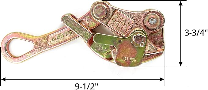 QWORK 2 T Cable Grip Wire Grip Steel Rope Jaw Puller for Wire Rope, Pulling 4408 Lbs