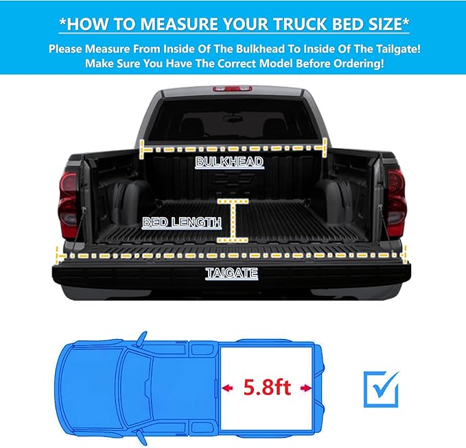 Mamoru Hard Tri-Fold Solid Truck Pickup 5.8' Bed Cover for 2007-2026 Chevy Silverado GMC Sierra 1500 Tonneau Cover