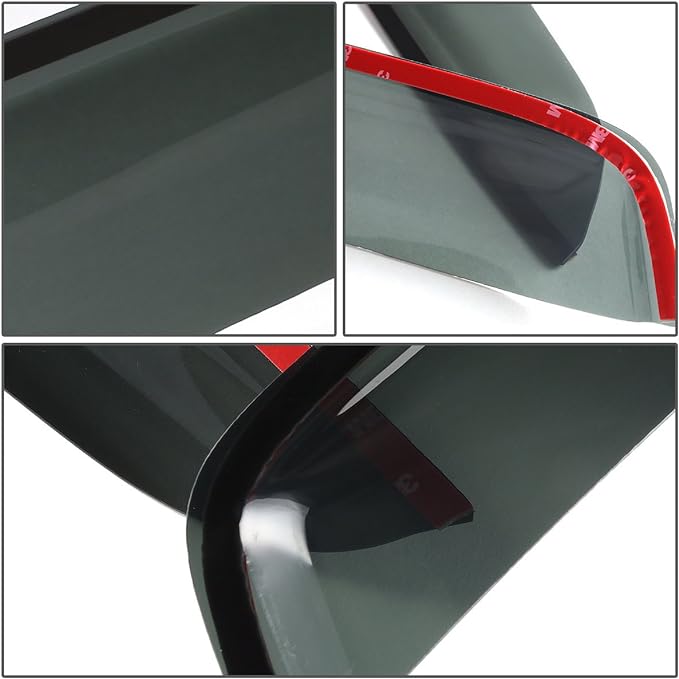 DNA Motoring Set of 2 Tape-On Window Rain Guards for 1999-2006 Chevy Silverado/GMC 1500 2500 3500, Window Visors Vent Guard Shade Deflector Crew Cab, WVS-015
