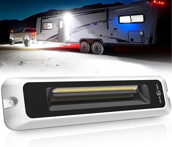 MICTUNING 8 Inch RV Exterior Porch Light, LED Utility Awning White 6000K, Outdoor IP68 Waterproof Aluminum for Garden Camper Trailer Truck SUV MPV Cabinet Hallway Boat Home