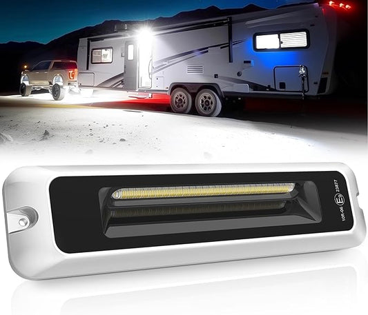 MICTUNING 8 Inch RV Exterior Porch Light, LED Utility Awning White 6000K, Outdoor IP68 Waterproof Aluminum for Garden Camper Trailer Truck SUV MPV Cabinet Hallway Boat Home