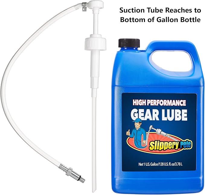 Slippery Pete - Lower Unit Gear Oil Pump for Wide-Mouth Quart Bottles, Includes 3/8 inch Metal Swivel, 8mm, 10mm Adapters Fits Most Marine Boat Outboard Motors NOT COMPATIBLE WITH VOLVO PENTA