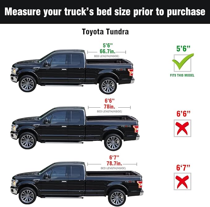 Tutel Low Profile Hard Shell Flip-Up Truck Bed Tonneau Cover|Fits 2007–2021 Toyota Tundra 5'6" Bed (66.7") - TTLTMLPFU026