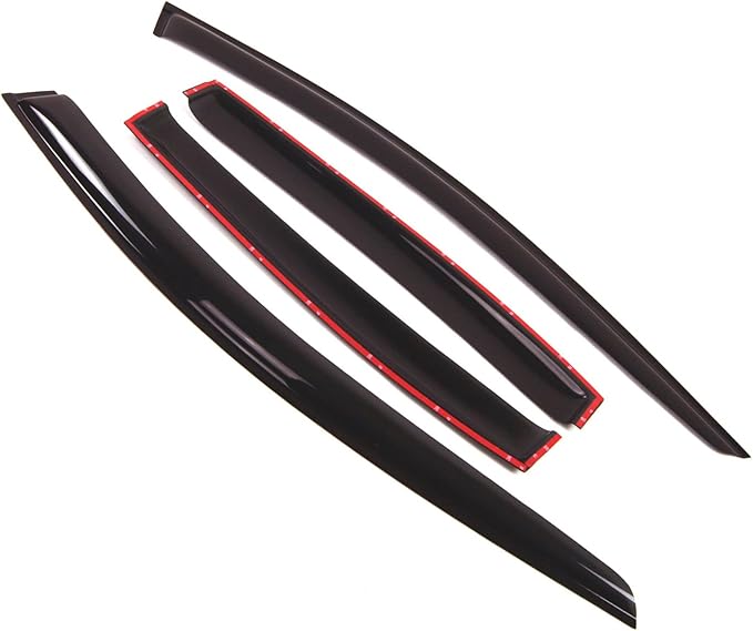 TuningPros Outside Mount Window Vent Visors Rain Guards Compatible with Chevrolet Malibu 2008-2012 | Side Window Wind Deflectors Rain Shields | Smoke Tinted, 4 Pcs Set, DGWV-076