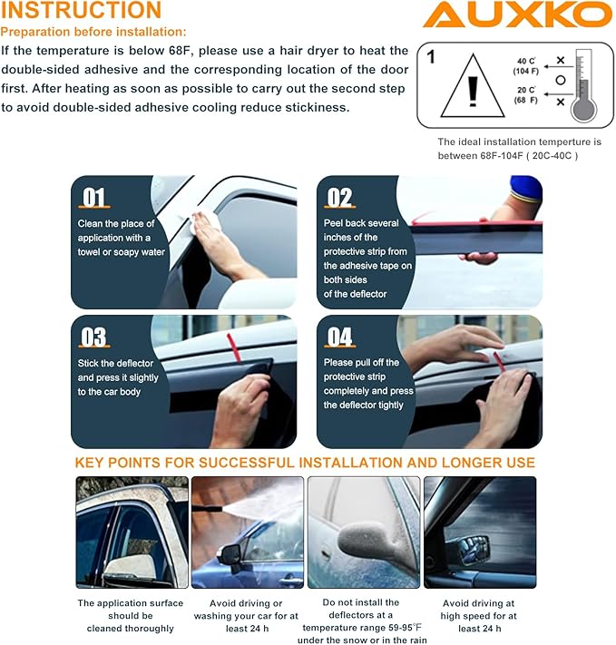 AUXKO Rain Guards for Volkswagen (VW) Tiguan 2024-2018, Window Vent Visors Accessory - Tape-On Rain Guard Window Visor for Volkswagen Tiguan Auto Car, Side Window Wind Deflectors & Visors Smoke Black