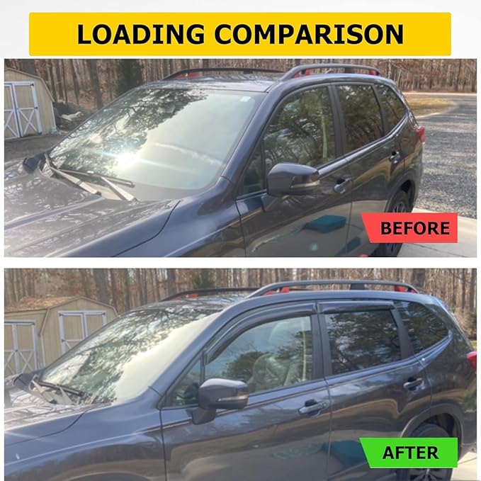 Side Window Wind Deflector fit for 2015-2019 Subaru Outback, 4pcs Outside Mount Style Tape-On Nice Rain Guards Set,Dark Smoke Window Vent Visors 94376 Car Accessories