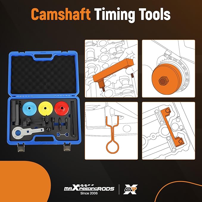 maXpeedingrods Engine Camshaft Timing Tool Kit for VW for Audi 2.0T, 2.4, 2.8, 3.0T, 3.2T, 4.2, 5.2 Engine A4 A6 A6L A8 Q5 Q7 R8, T40133 T40070 T40026 T40071 T40058 T10172 T40069 T10035, 15 PCS