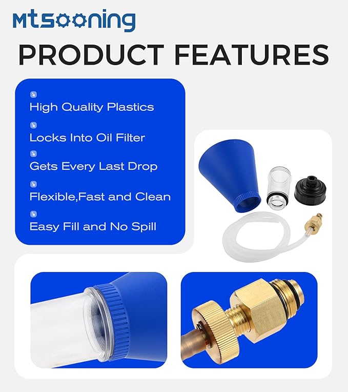 Mtsooning Advanced Engine Threaded Oil Funnel,Oil Filter Wrench and Drain Tool,Oil Filter Remover Tool Compatible with Toyota,Tacoma,Lexus,Camry, Corolla,Honda,Scion,Sienna,RAV4,RX350,etc