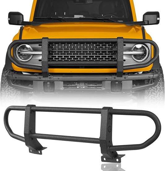 u-Box 2022 Bronco Full Bull Bar Front Bumper Brush Grille Guard Push Bar for 2021-2025 Ford Bronco with Factory Steel Modular Bumper
