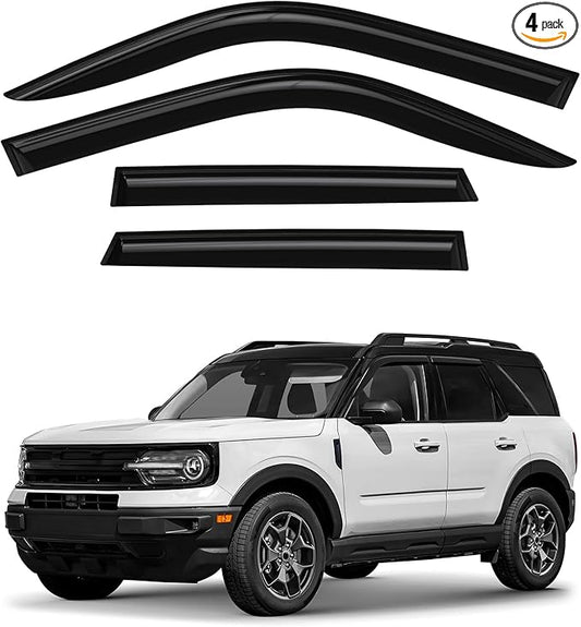 Window Deflectors Smoke Tinted Tape-On Side Window Vent Visor Deflectors Rain Guards Compatible with Ford Bronco Sport 2021-2025 - 4pcs. GW0565