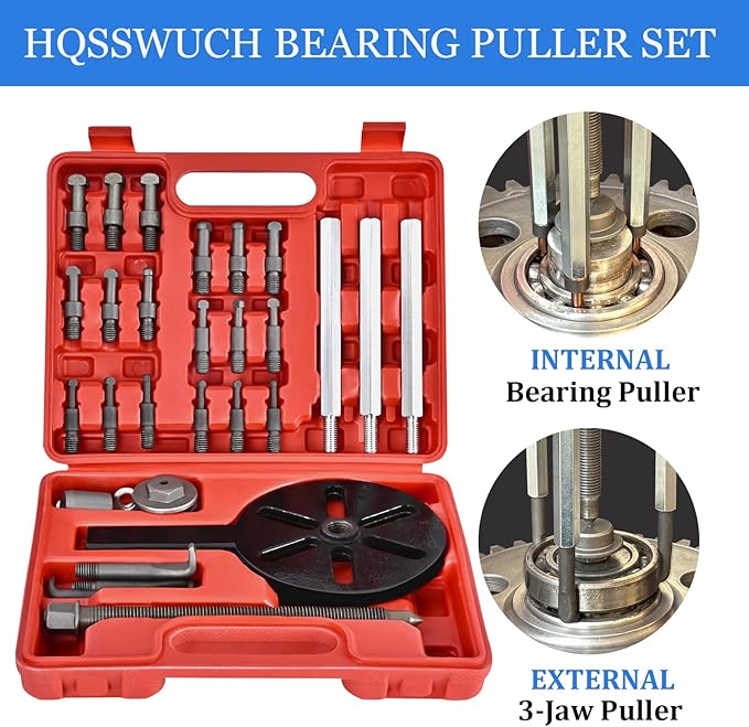 Bearing Puller, 21 in1 Bearing Puller Set, 3 Jaw Internal Bearing Removal Tool with Storage Box, for Repair Motorbikes, Cars and More Mechanical Equipment, Red