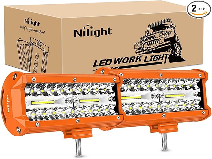 Nilight LED Light Bar 2PC 6.5Inch 120W Flood Spot Combo Triple Row Driving Lamp Roof Bumper Off Road Work Lights for Van Camper Wagon Car Pickup Golf Cart ATV UTV SUV Truck Boat 4x4