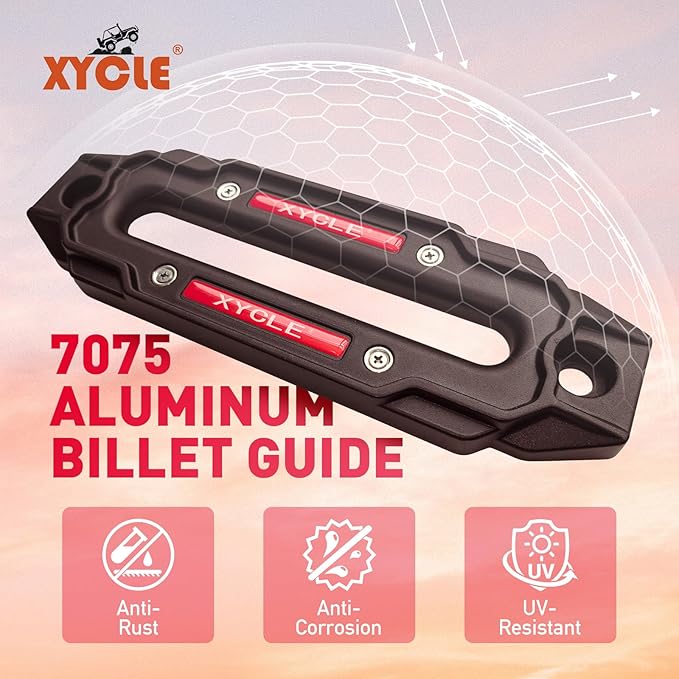 Winch Fairlead with Tow Hook,7075 Aluminum Hawse Fairlead with High Strength Alloy Steel Forged Winch Hook, for 10000 lb. - 20000 lb. winches, 10 in. (254 mm) mounting Size (Frosted Black)