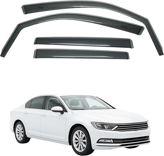 in-Channel Car Window Rain Guard Compatible with VW Passat B8 Sedan fit: 2015-onward 4pcs, Taiwan Made Precise & Transparent Car Wind Deflectors No Water Leakage Visors