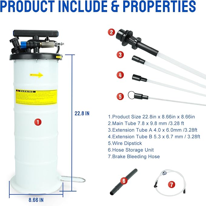 EASYBERG Pneumatic/Manual 6.5L Oil Extractor Oil Changer Vacuum Fluid Petrol Fuel Extractor Automotive Oil Extractor Pump Manual Fluid Extractor Pump Tank Remover