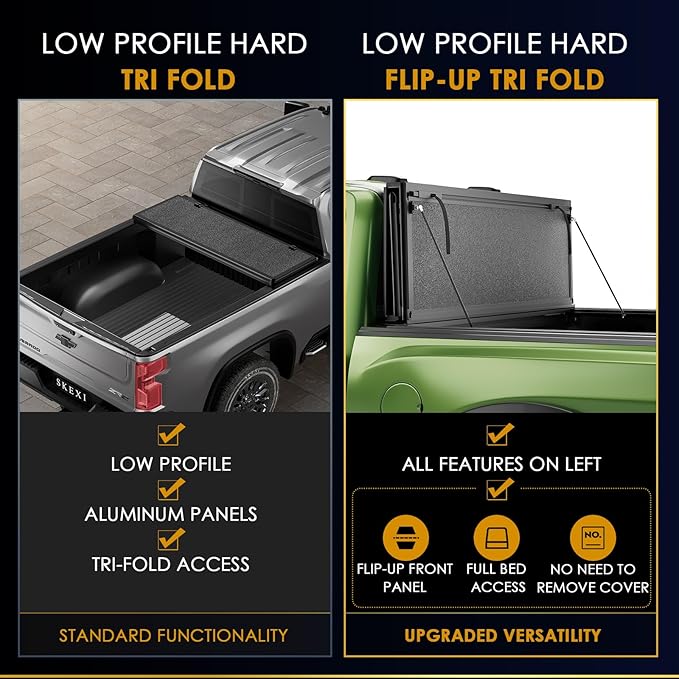 FRP Tonneau Cover Truck Bed for Dodge Ram 1500 09-18 Classic Only 19-25 5.7FT Bed (67.4"), Fully Folded Vertical Clearance Locking Drill-Free Install Waterproof Fiberglass Anti-Theft