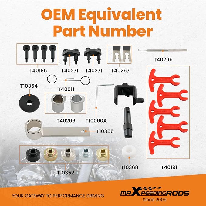 maXpeedingrods Engine Timing Tool Kit for EA888 1.8 2.0 TSi TFSi, Camshaft Crankshaft Timing Tool for VW for Audi, with Camshaft Sliding Pieces Spacer Tool, T40191 T40266 T40196 T40267 T10060, 29 Pcs